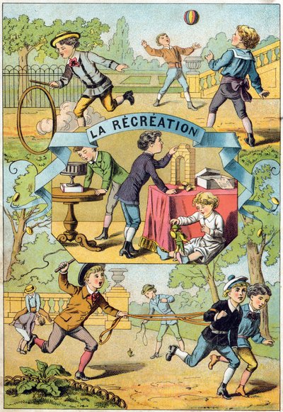 استجمام في ساحة المدرسة. نقش في "Alphabet des petits ecoliers". تصوير إبينال ، حوالي عام 1885. مجموعة بريفيه بواسطة غير معروف