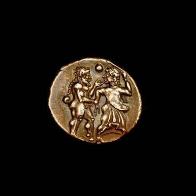 عملة ستاتر فضية، اليونان القديمة، جزر قبالة تراقيا ثاسوس، 500 ق.م تحفة فنية هامة من العصور الكلاسيكية القديمة مع محتفلين رائعين من الباشا (صورة) بواسطة فنان غير معروف