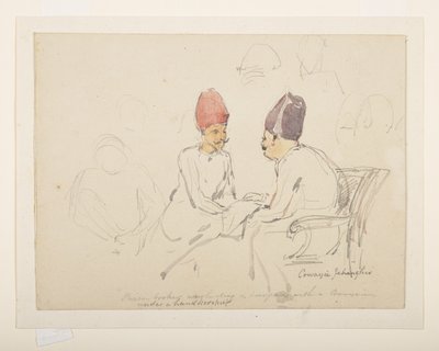 رسم تخطيطي للسير كاواسجي جهانجير (قلم رصاص وألوان مائية على ورق) بواسطة فنان غير معروف