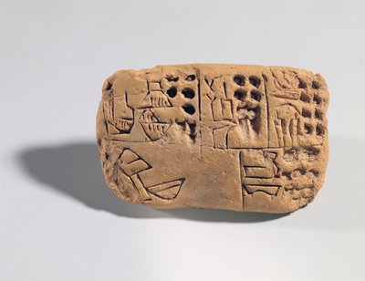 لوح به نقش تصويري ، العصر البروتوليتي ، حوالي 3300 قبل الميلاد (الطين) بواسطة غير معروف
