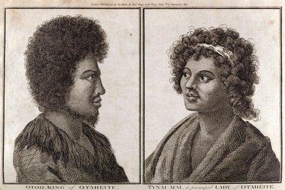 الملك والسيدة الرئيسية في تاهيتي ، عام 1773 بواسطة غير معروف