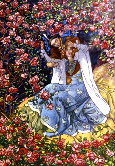 الجميلة النائمة والأمير، حوالي عام 1911 (رسم توضيحي) بواسطة فنان غير معروف