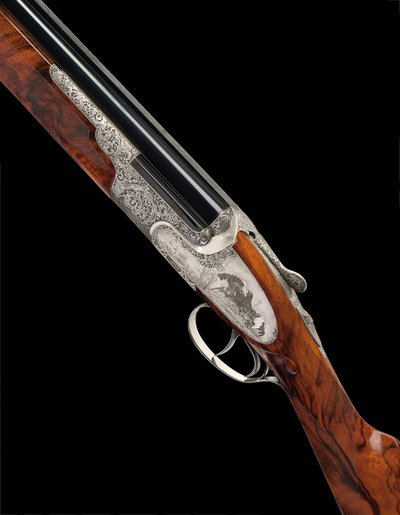 Torcoli و Ferrante المنقوش 12-bore "gullwing" فوق و تحت بندقية القاذف الجانبي sidelock بواسطة Flli. برتوزي بواسطة غير معروف