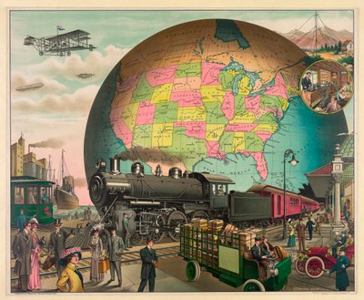 النقل من عام 1910 ، الولايات المتحدة ، حوالي عام 1910 (صورة بالأبيض والأسود) بواسطة غير معروف