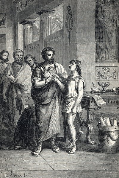 اعترف فالنتينيان الثاني بالإمبراطور الروماني جراتيان (375). 1888 (نقش) بواسطة فنان غير معروف