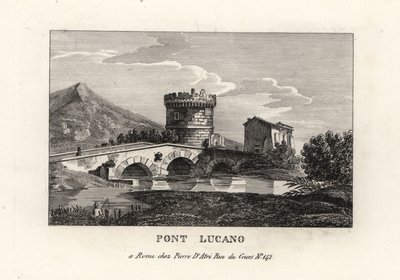 منظر لجسر Lucano وضريح Plautii أو Pont Lucano أو Ponte Lucano على الطريق المؤدي إلى Tivoli بواسطة غير معروف