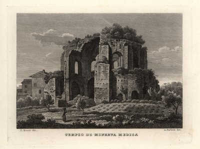 منظر لمعبد مينيرفا ميديكا ، تيمبيو دي مينيرفا ميديكا ، أو nymphaeum ، روما بواسطة غير معروف
