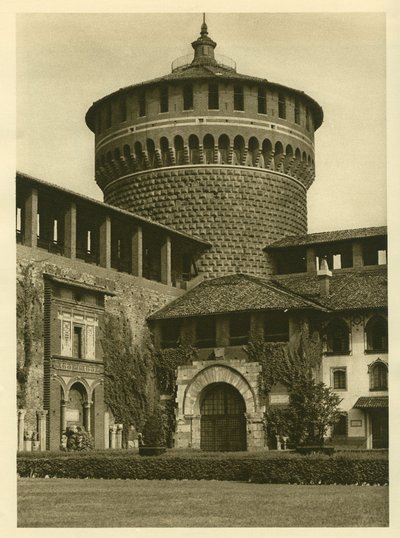 منظر لساحة Castello Sforzesco (قلعة عائلة Sforza) في ميلانو بواسطة غير معروف