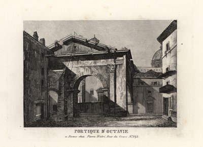 منظر لأطلال Portico of Octavian ، Porticus Octaviae ، روما بواسطة غير معروف