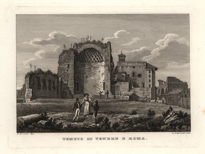 منظر لأطلال معبد فينوس وروما ، Templum Veneris et Romae ، Tempio di Venere e Roma ، روما بواسطة غير معروف