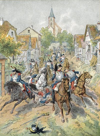 حرب 1870: تهمة cuirassiers خلال معركة Froeschwiller-Woerth (1870) بواسطة فنان غير معروف