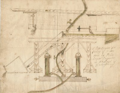 Wednesbury - محرك إمالة: رسم بالقلم والحبر ، بدون تاريخ [c 1710] بواسطة غير معروف
