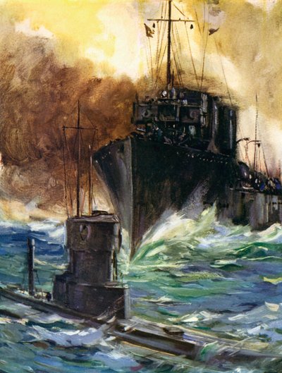 الحرب العالمية الأولى- H.M.S. Badger بواسطة فنان غير معروف