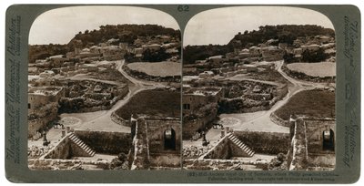 مدينة السامرة الملكية القديمة ، حيث بشر فيليب بالمسيح ، غرباً ، فلسطين ، 1900. بواسطة أندروود أند أندروود