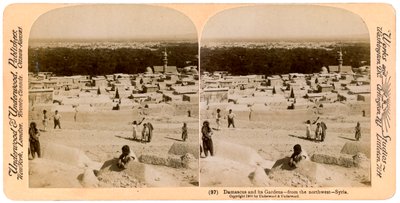 دمشق وحدائقها ، كما تُرى من الشمال الغربي ، سوريا ، 1900. بواسطة أندروود أند أندروود