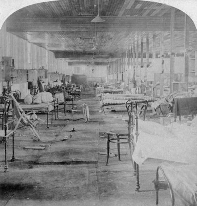 Mud Hall ، آخر سجن احتله الضباط البريطانيون في بريتوريا ، جنوب أفريقيا ، 1901. بواسطة أندروود أند أندروود