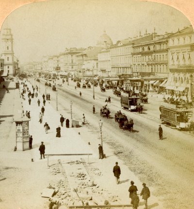 نيفسكي بروسبكت ، الشارع الرئيسي في سان بطرسبرج ، روسيا ، 1897 بواسطة أندروود أند أندروود