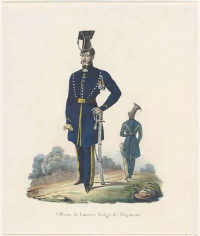 الحبل البلجيكي ، 1830 ضابط من الفوج البلجيكي لانسر الثاني (العنوان على الجسم) بواسطة جان بابتيست أمبرواز مارسيلين جوبارد