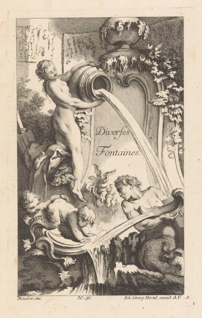 نافورة بها امراة وميرمان واطفال Diverses Fontaines (عنوان السلسلة على الكائن) بواسطة غير معروف