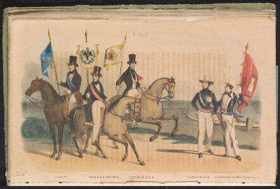 أزياء ورايات حرس الشرف في Goes و Middelburg و Zierikzee و Vlissingen ، 1840-1842 المجموعة الخامسة (العنوان على الكائن) بواسطة غير معروف