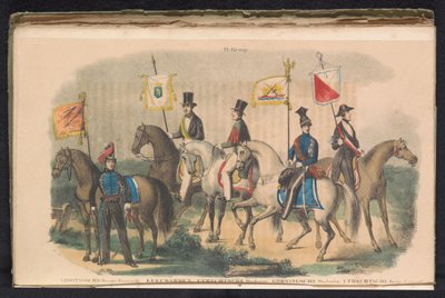 أزياء ورايات حرس الشرف في جرونينجن وليوواردن وأوتريخت ، 1840-1842 السادس. المجموعة (العنوان على الكائن) بواسطة جوانس فرديناندوس ديميلين (الثانية)