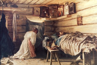 زوج مريض لوحة بواسطة فاسيلي ماكسيموف ، 1881. بواسطة غير معروف
