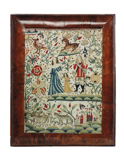 صورة تطريز ويليام وماري ، حوالي عام 1690 (كتان وصوف) بواسطة فنان غير معروف