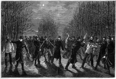 ضرب للمجرمين في Bois de Boulogne في باريس عام 1883 بواسطة فنان غير معروف