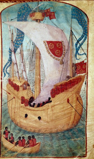 سفينة ذات شراع مزخرف بشعار النبالة الخاص بـ Louis Malet (1441-1516) ، حاكم Granville Miniature من Olivier de la Marche (1425-1502) 1483 شانتيلي ، متحف كوندي بواسطة فنان غير معروف