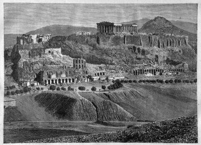 أكروبوليس أثينا 1881- أكروبوليس أثينا عام 1881 - نقش - بواسطة فنان غير معروف
