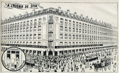 إعلان عن "" متاجر دي لافينير دي ليون "" عام 1898. بواسطة فنان غير معروف