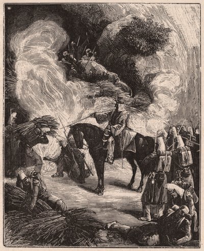 القوات الإفريقية تختنق جزائريين في كهف خلال غزو إقليم ريجينس الجزائر عام 1844-1845 بواسطة غير معروف