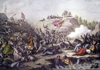 الحرب الأهلية الأمريكية (1861 - 1865): معركة فورت وسادة ، تينيسي ، 12 أبريل بواسطة فنان غير معروف