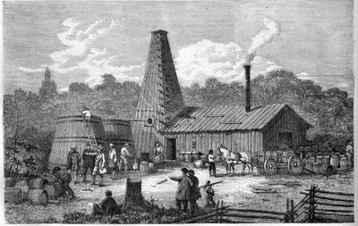مصنع نفط في كندا عام 1867. بواسطة فنان غير معروف