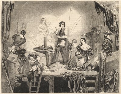 أندريا ديل سارتو رسم لوحة جدارية لمادونا ديل ساكو - الرسام الإيطالي أندريا ديل سارتو (1486-1530) يرسم "العذراء مع الحقيبة" (مادونا ديل ساكو) - نقش بعد البارون - بواسطة فنان غير معروف