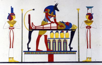 أنوبيس ومومياء - في "" آثار مصر والنوبة العليا "لإيبوليتو روسيليني (روسيليني). بواسطة فنان غير معروف
