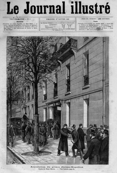 القبض في عام 1883 على جيروم بونابرت ديت بلون بلون (بلون بلون) (1822-1891) (نابليون-جيروم بونابرت أو الأمير جيروم نابليون) ، ابن جيروم بونابرت (1784-1860) - غلاف "المجلة المصورة" لعام 1883 بواسطة فنان غير معروف