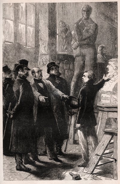 القبض على بيير جان دافيد ديت بيير جان دافيد دانجر (1788-1856) في ورشته في شارع داساس بعد انقلاب 2 ديسمبر 1851 - انقلاب 2 ديسمبر بواسطة فنان غير معروف