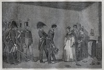 القبض على دوقة بيري (1798-1870 ماري كارولين دي بوربون-صقلية) في نانت في 7 نوفمبر بواسطة فنان غير معروف