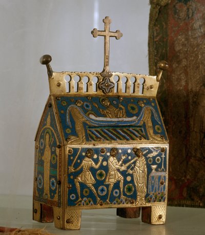 العمل الفني: ذخائر في البريد الإلكتروني والذهب والنحاس من قبل القديس توماس بيكيت (1118-1170) ، رئيس أساقفة كانتربري - وهي مزخرفة لتمثيل اغتيال رئيس الأساقفة في 29/12/1170 في كاتدرائية كانتوربيري وجنازته (مينا ، ذهبي وشارك بواسطة فنان غير معروف