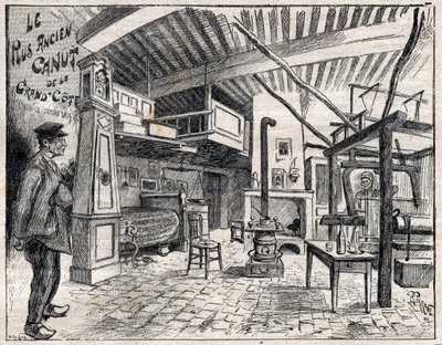 Atelier de Canut a Lyon - أقدم زورق في Grand Cote منذ عام 1814 نقش في "Le Progres اللامع" "عام 1895 بواسطة فنان غير معروف