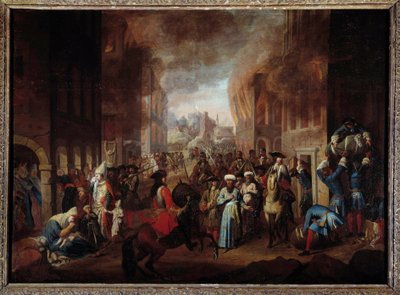 معركة فيينا: "استسلام الأتراك عند حصار فيينا في سبتمبر 1683" انتصار قوات التحالف المسيحي بقيادة جون الثالث سوبيسكي وليوبوليد الأول وتشارلز من لورين. لوحة مجهولة من القرن السابع عشر نانسي ، متحف هيستو بواسطة فنان غير معروف