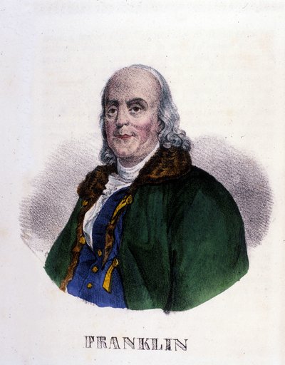 بنجامين فرانكلين (1706-1790) ، فيلسوف وفيزيائي وسفير أمريكي. بواسطة فنان غير معروف