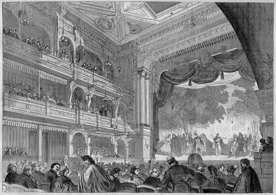 برلين ، منظر للقاعة الجديدة لمسرح Wallner الذي أعيد بناؤه عام 1865. في "" L'univers Illustré "، في 3/11/1866. بواسطة فنان غير معروف