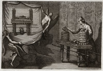 إنجيل رويومونت ، العهد القديم: جدول أرغفة الاقتراح في خيمة الاجتماع. رسم توضيحي من عام 1811. بواسطة فنان غير معروف