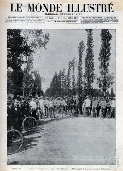 بوردو - بداية سباق باريس-بوردو - غلاف "العالم المصور" لعام 1895 - بواسطة فنان غير معروف