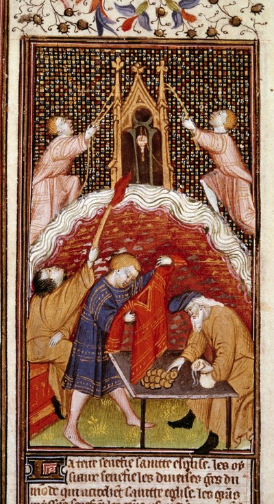صفحة التقويم: مارس. مرهن. صورة مصغرة من مخطوطة "Hours à l'usage de Paris" مكتوب عليها "Hours du Duke de Rohan" بواسطة فنان غير معروف