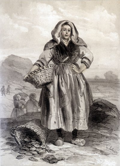 Cancale Oyster Fisherman - الطباعة الحجرية بواسطة فنان غير معروف