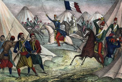 استولى دوق أومالي على سماللا عبد القادر في الجزائر في 16 مايو 1843. في "" Storia d'Algeri "" ، ليون غاليبرت ، المجلد. 2 بواسطة فنان غير معروف