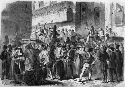 كرنفال روما بناءً على رسم لجيردزيجيفسكي عام 1858. بواسطة فنان غير معروف